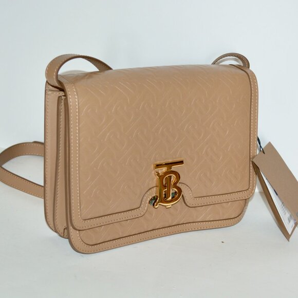 NWT BURBERRY CROSSBODY CALFSKIN EMBOSSED MONOGRAM MEDIUM TB BAG - Picture 2 of 12